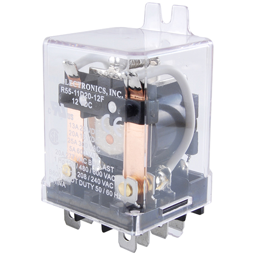 SPDT Contact Arrangement 472/1152 Ohms 10A 0.187 Quick Connect Terminal 24VDC 0.187 Quick Connect Terminal Inc. NTE Electronics R50-5D10-24 Series R50 DC Magnetic Latching Industrial Relay